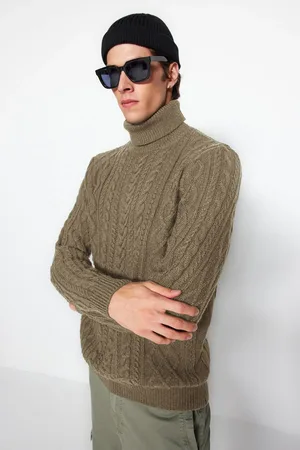 Trendyol Slim Fit Nerz-strickpullover Mit Rollkragen – Haarstrick-detail für Herren - M