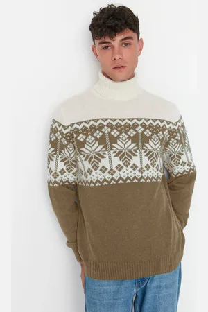 Trendyol Rollkragenpullover Aus Nerzstrick – Woll-ethno-design für Herren - M