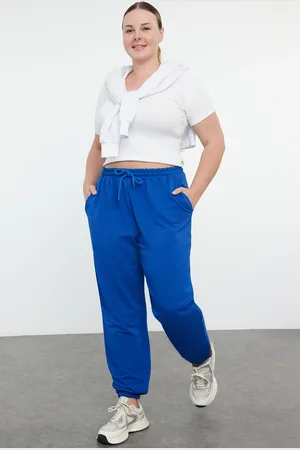 Trendyol Indigo-jogginghose Mit Elastischem Bein, Gestrickte Jogginghose In Übergröße für Damen - 6XL