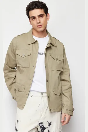 Trendyol Khakifarbene Gabardine-jacke – Normale Passform für Herren - XL