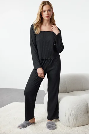 Trendyol Pyjama-set Aus Strick Mit Kordel Anthrazit Melange Thmaw24pt00078 für Damen - XL