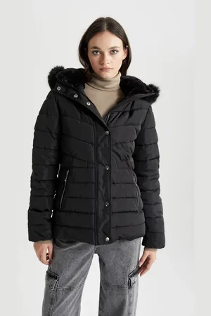 DeFacto Pufferjacke Mit Kunstfell-kapuze – Wasserabweisend, Abnehmbar, Gesteppt, Normale Passform A7168ax23wn für Damen - S