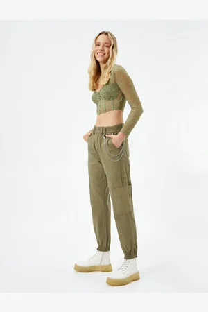 Koton Jogger-hose Aus Gabardine Mit Kettendetail, Taschen Und Elastischem Bund für Damen - 36