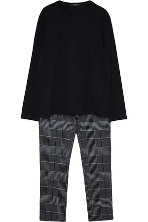 Trendyol Anthrazit Kariertes Strickpyjama-set für Herren - S