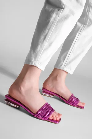 Marjin Slipper Mit Absatz, Transparenter Absatz, Stumpfe Spitze, Mekta Fuchsie für Damen - 39