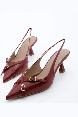 Marjin Schuhe Mit Spitzer Zehenpartie, Offenem Rücken Und Dünnem Absatz, Klassische Schuhe Mit Absatz, Beutel In Weinrotem Lackleder - 40