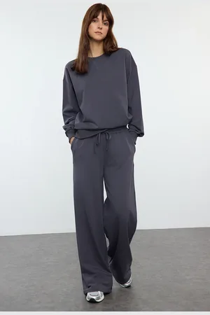 Trendyol Bequemes Trainingsanzug-set Aus Sweatshirt Und Hose Mit Weitem Bein In Anthrazit - für Damen - XL