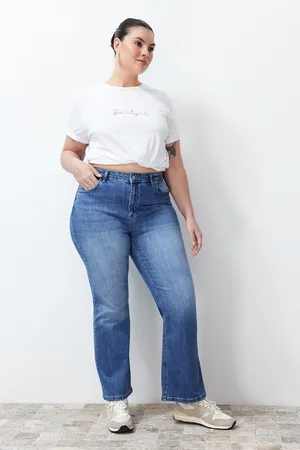 Trendyol Hellblaue, Nachhaltigere Flare-jeans Mit Hoher Taille Tbsss24cj00037 für Damen - 48