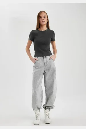 DeFacto Jogger Fit High Waist Knöchellange Jeans Waschhose C1319ax24sp für Damen - 34