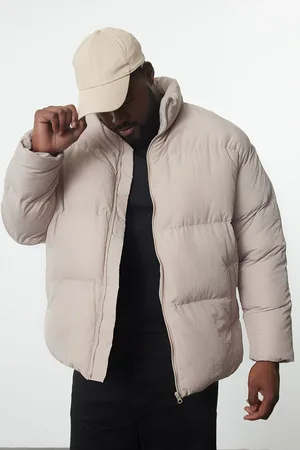 Trendyol Stone Unisex Oversize Fit Stehkragen Winter Puffer Plus Size Mäntel für Herren - 3XL