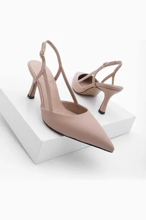 Marjin Beigefarbene Klassische Schuhe Mit Absatz – Spitze Zehenpartie Und Offener Riemen - 37