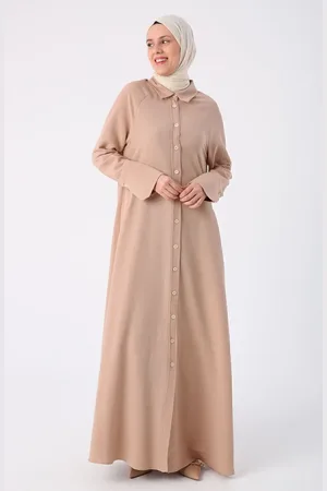 ALLDAY Dunkelbeige Leinen-abaya Mit Raglanärmeln für Damen - 40