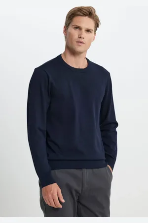 Altınyıldız Classics Marineblauer Strickpullover In Standard-passform Mit Normalem Schnitt Und Rundhalsausschnitt für Herren - L
