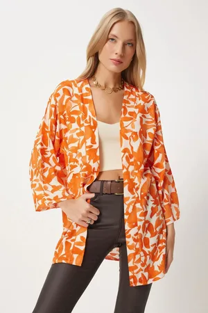 Happiness istanbul Gemusterter Viskose-kimono für Damen - 36