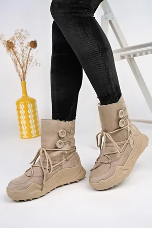 Muggo Joy Guaranteed Stiefel Mit Fell-innenseite, Knöpfen Und Schnürsenkeln für Damen - 40
