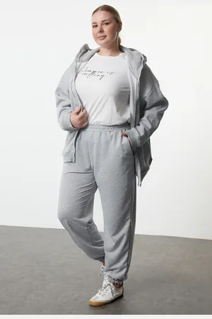 Trendyol Flexible Graue Jogger-jogginghose In Übergröße – Dünne Elastische Beine für Damen - 3XL