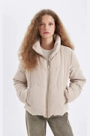 DeFacto Cord-pufferjacke – Wasserdicht, Stehkragen für Damen - XL