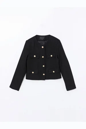 LC Waikiki Tweedjacke – Rundhalsausschnitt, Strukturiert für Damen - 44