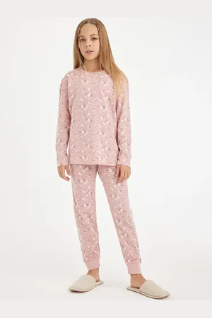 DeFacto Langarm-pyjama-set Aus Baumwolle Mit Blumenmuster Für Mädchen D6318a8ns für Damen - 7–8 Jahre