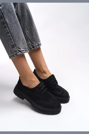 Riccon Oknyrth Loafer Aus Schwarzem Wildleder – Schnürung 00121990 für Damen - 38