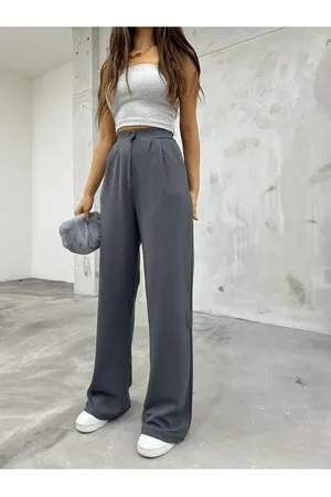 BİKELİFE Graue Lycra-palazzo-hose Mit Weitem Bein für Damen - L