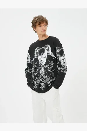 Koton Pullover Mit Totenkopf-print, Rundhalsausschnitt Und Langen Ärmeln für Herren - XL