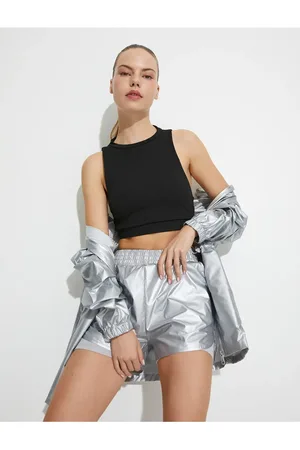 Koton Shorts Mit Metallisch Glänzender Strumpfhose – Sport, Kurze Tasche, Wasserabweisend für Damen - S