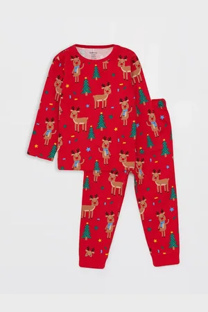 LC Waikiki Langarm-pyjama-set Für Babys Mit Rundhalsausschnitt Und Neujahrsmotiv für Herren - 4–5 Jahre