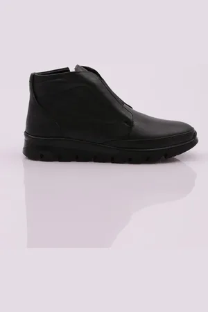 DGN Stiefel Aus Schwarzem Echtleder Mit Gummidetails Und Reißverschluss für Damen - 40