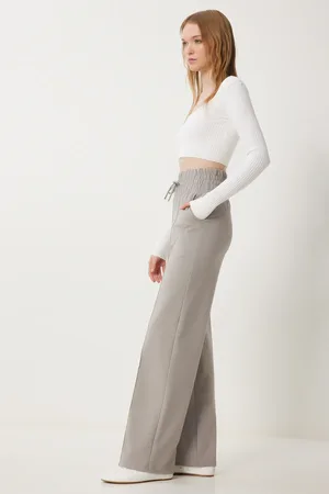 Happiness istanbul Hellgraue Basic-strick-jogginghose Mit Taschen für Damen - 34