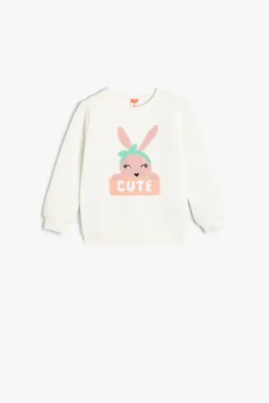 Koton Baumwoll-sweatshirt – Kaninchen-applikation Detailliert für Damen - 18–24 Monate