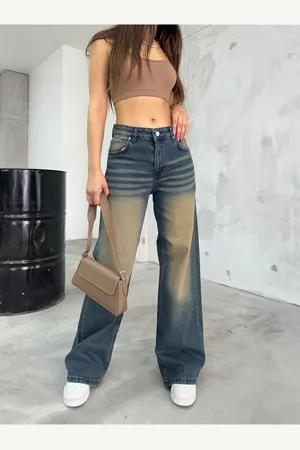 BİKELİFE Locker Geschnittene Jeans – Gerade Passform Mit Pale-effekt für Damen - 38
