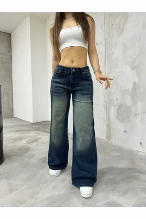 BİKELİFE Locker Geschnittene Jeans – Gerade Passform Mit Pale-effekt für Damen - L