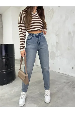 BİKELİFE Flexible/lycra-mom-jeans Mit Hoher Taille für Damen - 42