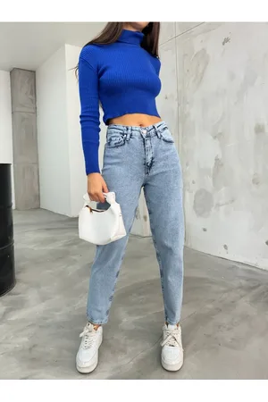 BİKELİFE Flexible/lycra-mom-jeans Mit Hoher Taille für Damen - 34