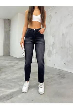 BİKELİFE Flexible/lycra-mom-jeans Mit Hoher Taille für Damen - 40