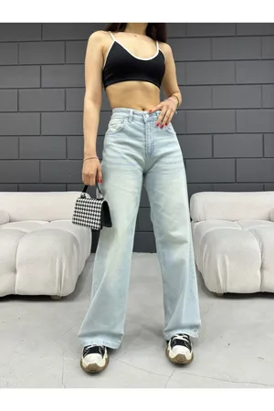 BİKELİFE Locker Geschnittene Jeans – Gerade Passform Mit Pale-effekt für Damen - S