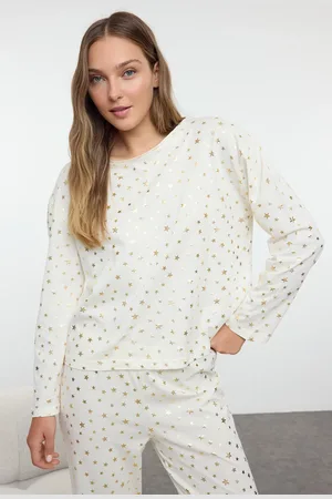 Trendyol Varak Stern Bedrucktes Baumwoll-pyjama-set – für Damen - L