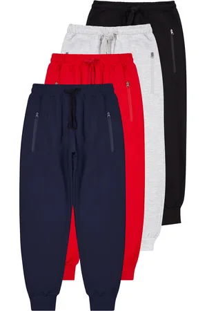 Trendyol Unisex-set Mit 4 Strick-jogginghosen In Rot-schwarz-marineblau-grau Mit Reißverschluss für Damen - 5–6 Jahre