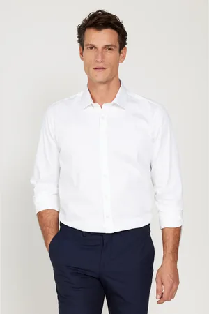 Altınyıldız Classics Weißes Slim-fit-satinhemd Mit Schmalem Schnitt Und Klassischem Kragen für Herren - M