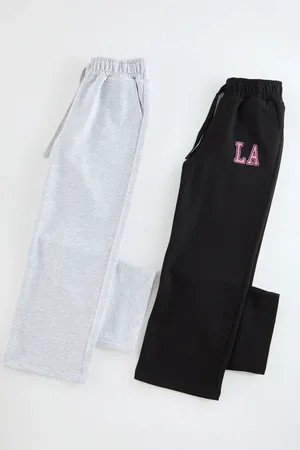 Trendyol Graue Und Schwarze Flare-jogginghose Für Mädchen, 2er-set – für Damen - 9–10 Jahre