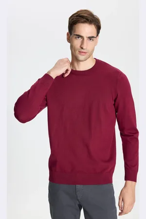 Altınyıldız Classics Strickpullover In Weinrot Mit Standard-passform Und Normalem Schnitt Und Rundhalsausschnitt für Herren - M
