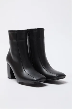 Trendyol Schwarze Stiefel Mit Quadratischer Zehenpartie Und Blockabsatz – für Damen - 37