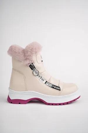 Muggo Garantiert Rutschfeste Kinderstiefel Mit Fell-innensohle Und Seitlichem Reißverschluss für Damen - 34