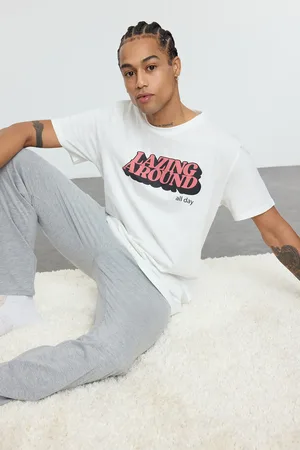 Trendyol Bedrucktes Pyjama-set In Mit Normaler Passform – 100 % Baumwolle für Herren - S
