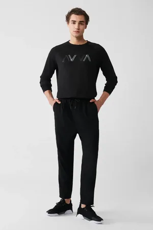 Avva Schwarze Jogginghose Mit Elastischem Bund, Schnürung Und Cargotasche, Dehnbar, A31y3025 für Herren - M