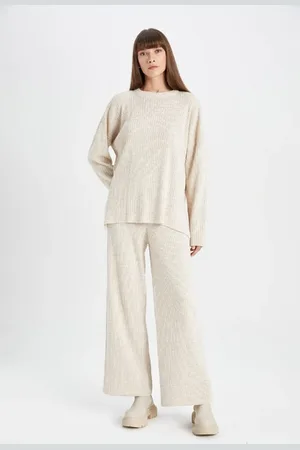 DeFacto Relax Fit Rundhalsausschnitt, Langärmeliges Oberteil, Elastische Taille, Langer Boden, D5232axns für Damen - L
