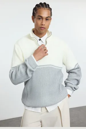 Trendyol Stone Regular Half Rollkragenpullover Mit Farbblockierung für Herren - L