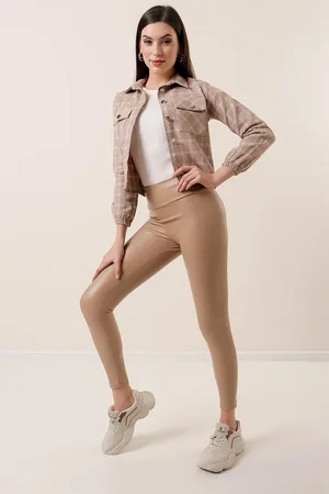 By Saygı Lycra-lederstrumpfhose Mit Hoher Taille für Damen - L