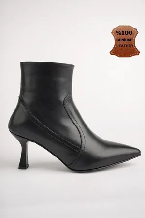 Muggo Natalie Garantierte Stiefel Aus Echtem Leder Mit Spitzer Zehenpartie Und Reißverschluss Und Dünnem Absatz für Damen - 39